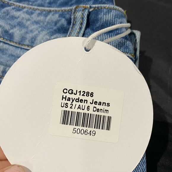 NWT Princess Polly HAYDEN KNEE RIP JEANS MID WASH DENIM - Picture 7 of 12